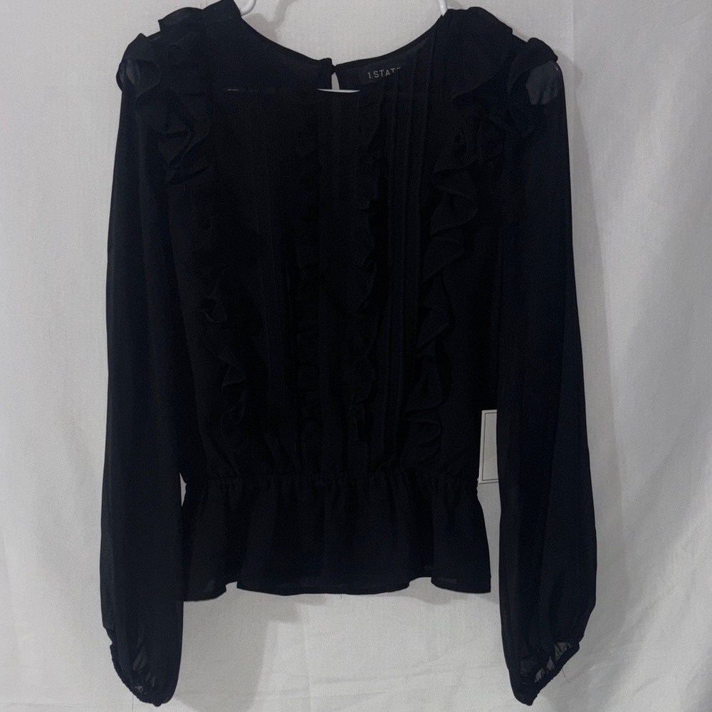 1. State Black Ruffled Blouse